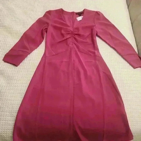 Banana Republic Magenta SHIRRED MIDI DRESS - Picture 5 of 8